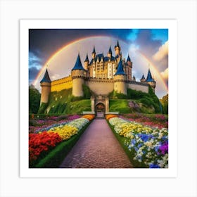 Rainbow castle land Art Print