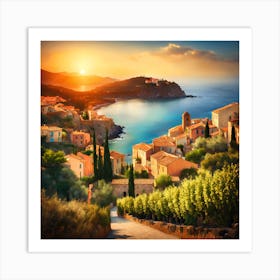 Sunset In The Village Art Print