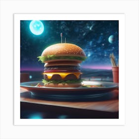 Burger In Space 8 Art Print