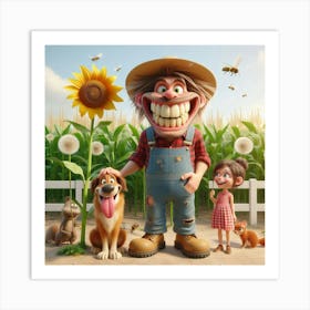 Farmer And His Family Art Print