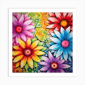 Colorful Flowers 2 Art Print