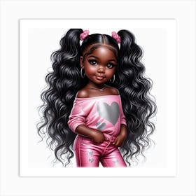 Black Girl With Long Hair 2 Art Print