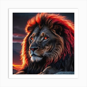 Lion At Sunset Art Print