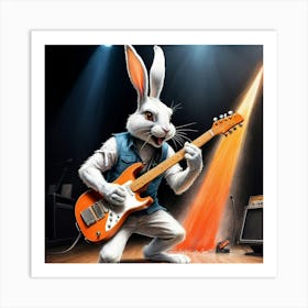 Rabbit Playing Guitar 2 Art Print