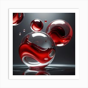 Red Liquid Spheres Art Print