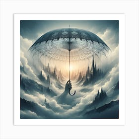 Umbrella In The Clouds Art Print