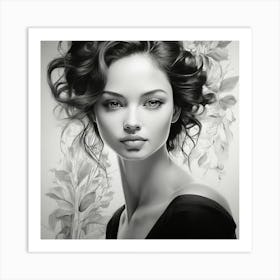 Black And White Portrait Of A Woman Art Print