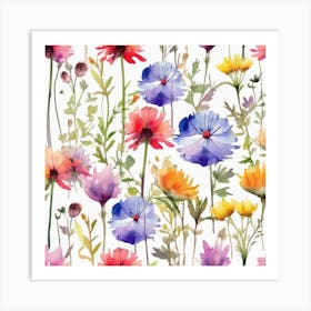 Watercolor Flowers Art Print