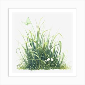 Watercolor-Spring-Grass-Clipart.11 Art Print