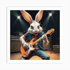 Rabbit Playing Guitar 7 Art Print