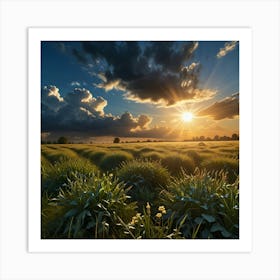 Sunset In A Field Art Print