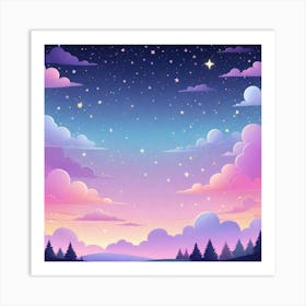 Sky With Twinkling Stars In Pastel Colors Square Composition 52 Art Print