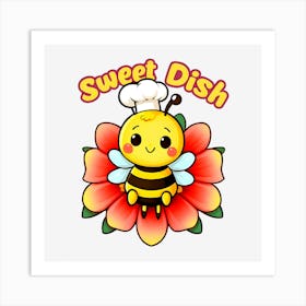 Sweet Dish And Honey Bee Art Print