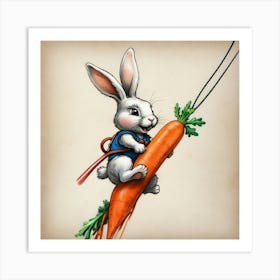 Rabbit On A Carrot Art Print