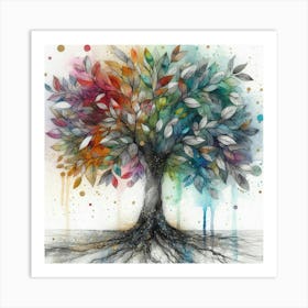 Whispering Hues: The Symphony of a Soulful Tree Art Print