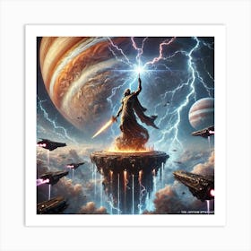 A Dramatic Sci Fi Depiction Of Jupiter’S Storms As Art Print