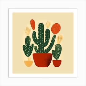 Rizwanakhan Simple Abstract Cactus Non Uniform Shapes Petrol 68 Art Print