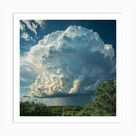 Cumulus Clouds Billowing High In An Overcast Sky Nature Landscape Bathed In Spring Air Sunlight Pi 2 1 Art Print