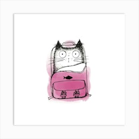 Cat In A Backpack Art Print