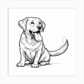 Line Art labrador dog 1 Art Print