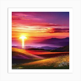 Sunset Over The Meadow Art Print