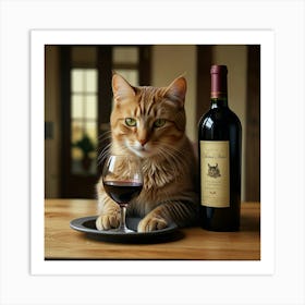 Default Wine For One Cat Drinking Wine 1 Kitchen Kitchen Dinin 0 Art Print