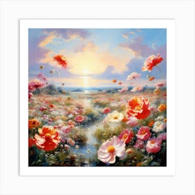 Bloemenzee Dutch For Sea Of Flowers Fields Of Flowers In A Dreamlike State With Swirling 2 Art Print