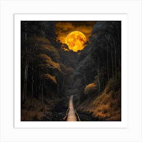 Full Moon Over The Woods Art Print