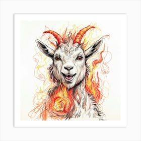 Goat On Fire 71 Art Print