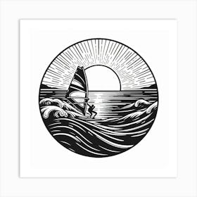 Line Art windsurfing Art Print