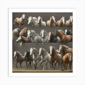 Horses In A Row Art Print