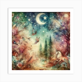 Unicorns In The Forest 2 Art Print