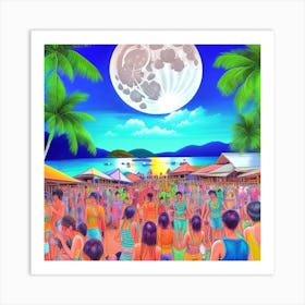 Full Moon At The Beach Art Print