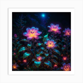 Glow In The Dark Flowers Art Print