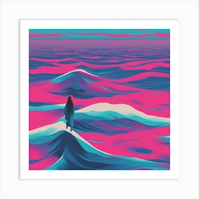 Minimalism Masterpiece, Trace In The Waves To Infinity + Fine Layered Texture + Complementary Cmyk C (42) Art Print