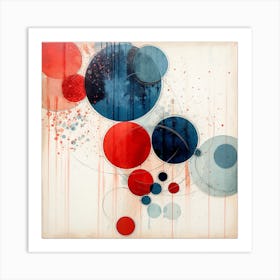 Red Blue White Circles Art 2 Art Print