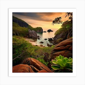 Landscape Seychelles Island Earthy Tones Art Print