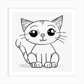 Cute Cat Drawing, Art Print