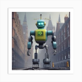 Robot On Train Tracks 1 Art Print