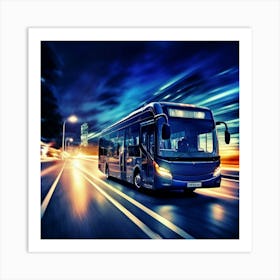 Bus Gasoline Urban Move Background Black Modern Europa Car Twilight Light Lamp Life Obs (2) Art Print