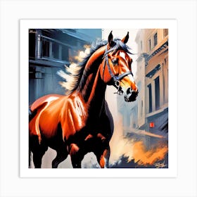 Horse In The City 1 Art Print