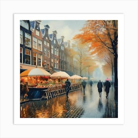 Amsterdam cafes, autumn season1 Art Print