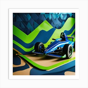 Blue Racing Car Art Print
