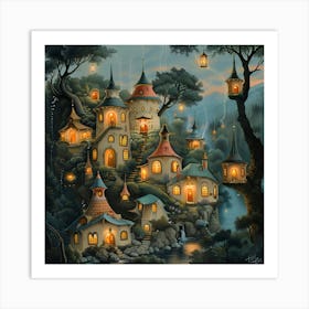 Fairytale Village, Pop Surrealism, Lowbrow Art Print