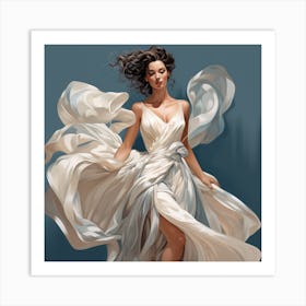 Woman In A White Dress Art Print