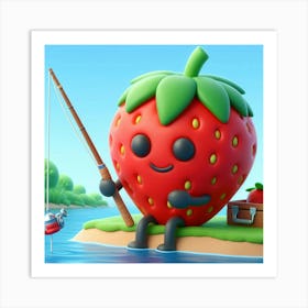 Strawberry Fishing 1 Art Print