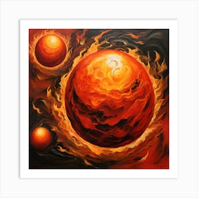 Abstract art-oil paint fire Art Print