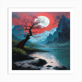 Moonlight In The Mountains Art Print