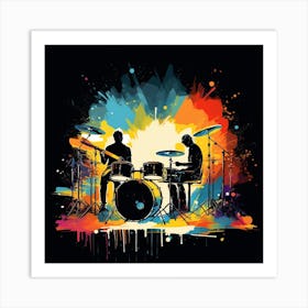 Two Drummers Playing Drums 1 Art Print