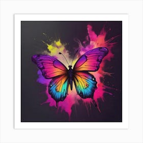 Butterfly With Paint Splashes 10 Art Print